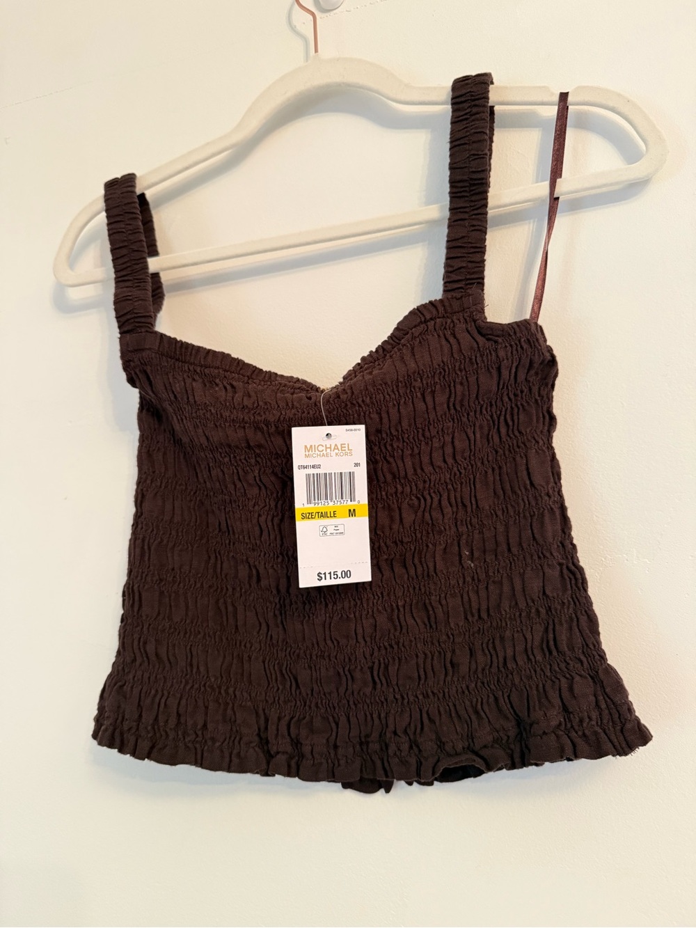 Michael Kors | Brown Smocked Square-Neck Camisole